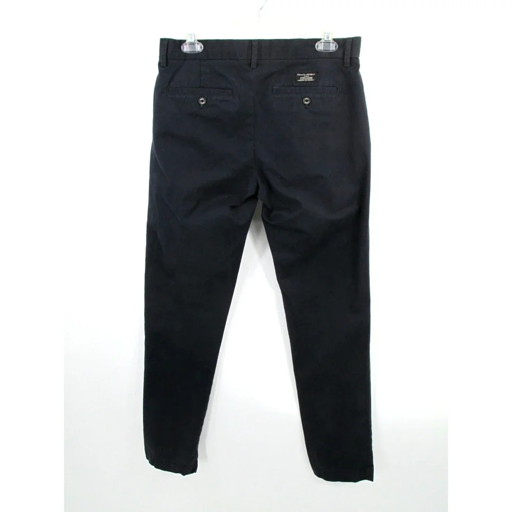 BANANA REPUBLIC Mason Chino Pants Men 30x32 Navy Blue Flat Front Straight Preppy
